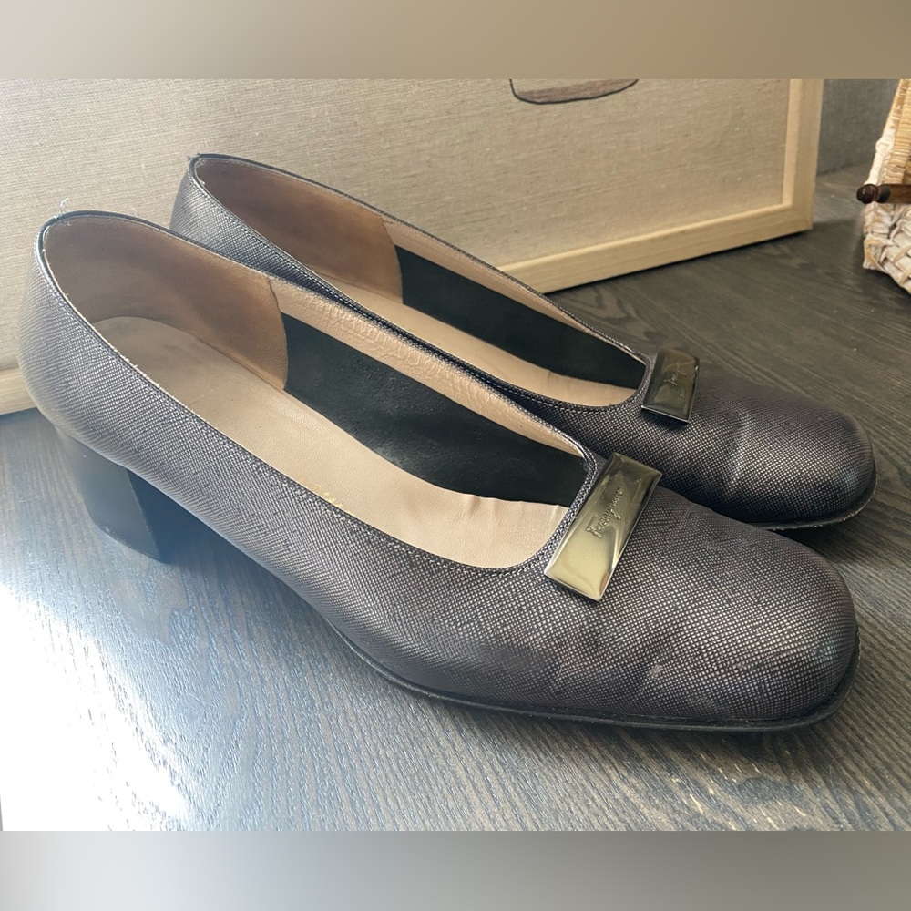 Salvatore Ferragamo Black Block Heels Size 10
